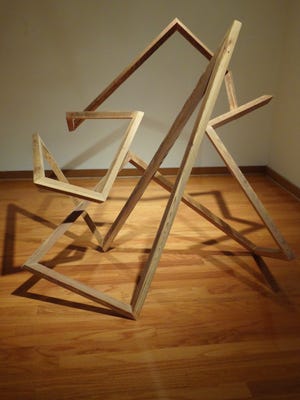 Andy Harding, "Ghost Structure 1," reclaimed pine, 60 x 72 x 60 inches, 2015