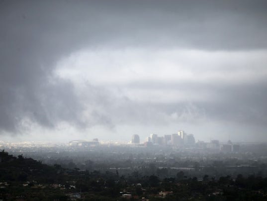 Rain in downtown Phoenix