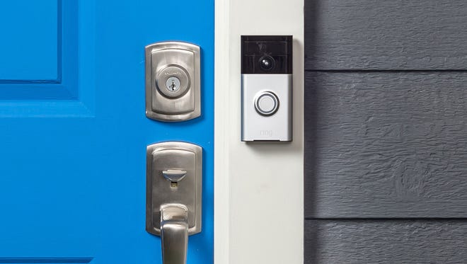 Ring's "smart" doorbell contains an HD camera, microphone, speaker and motion sensor.
