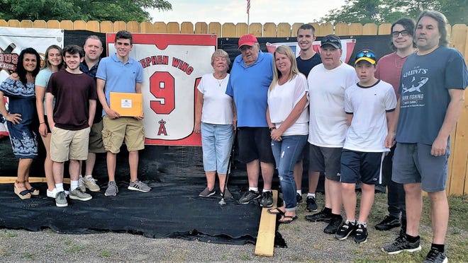It's that time again to apply for the Stephen Wing Memorial Scholarship. Just two years ago, Saugus High School graduate Jake Hogan, shown above, was the recipient of the Wing Memorial Scholarship. Shown in the 2020 photo, from left, were Dawn Marie Hogan, Paige Hogan, Kyle Hogan, Sean Hogan, Jake Hogan, Nancy Wing, Ron Wing, Sr., Kristin Cicolini, Nicolas Cicolini, Dan Wing, Ryan Wing, Matthew Wing and Ron Wing, Jr.