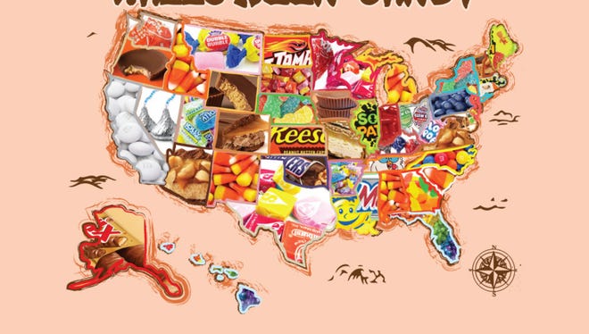 A map of the most popular candy in each state