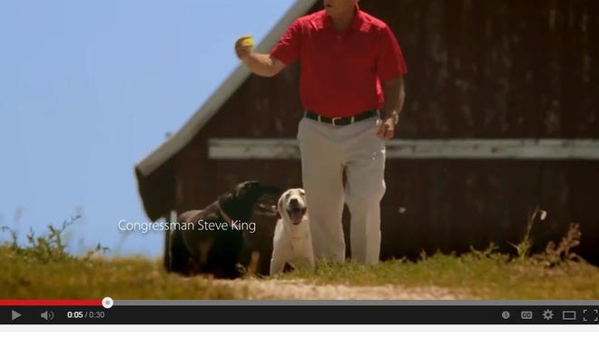 A screen shot from U.S. Rep. Steve King's new TV ad, "Ruffle."