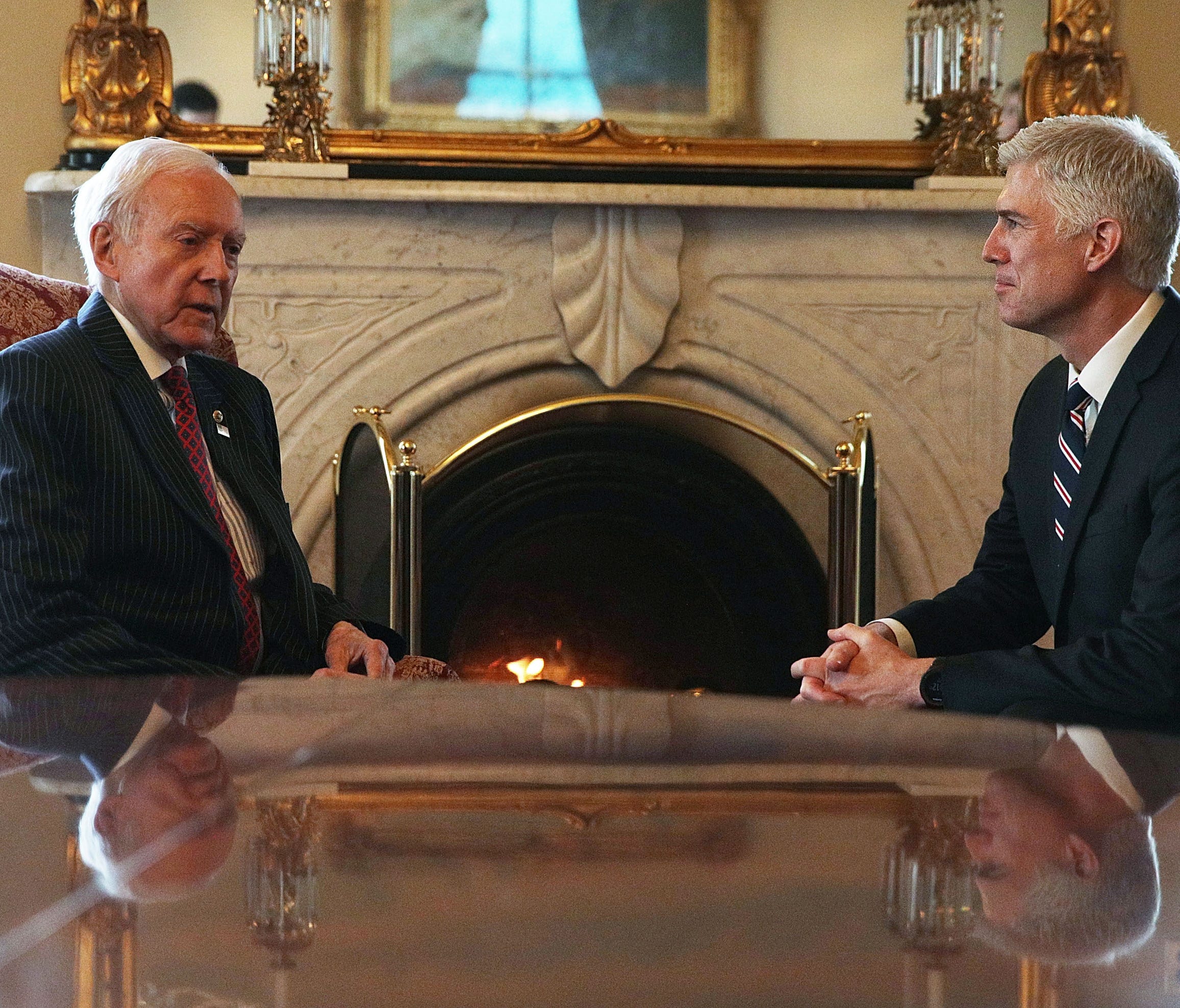 Judge Neil Gorsuch, right, with Sen. Orrin Hatch, R-Utah, on Feb. 1, 2017.