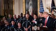 Trump speaks during a Wounded Warriors event in the