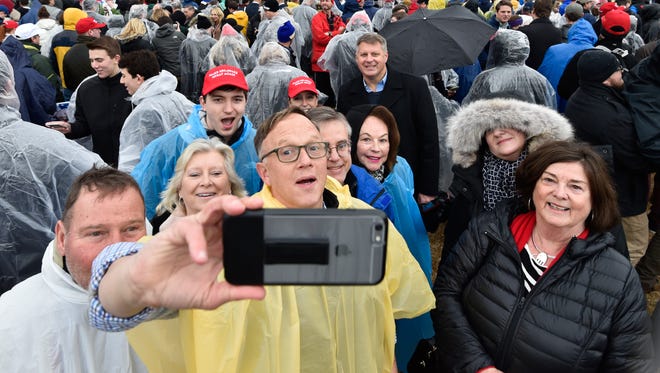 John Fluharty of Wilmington, Del., takes a selfie with Delaware Republicans before the inauguration of President Donald J. Trump at the Capital in Washington D.C.