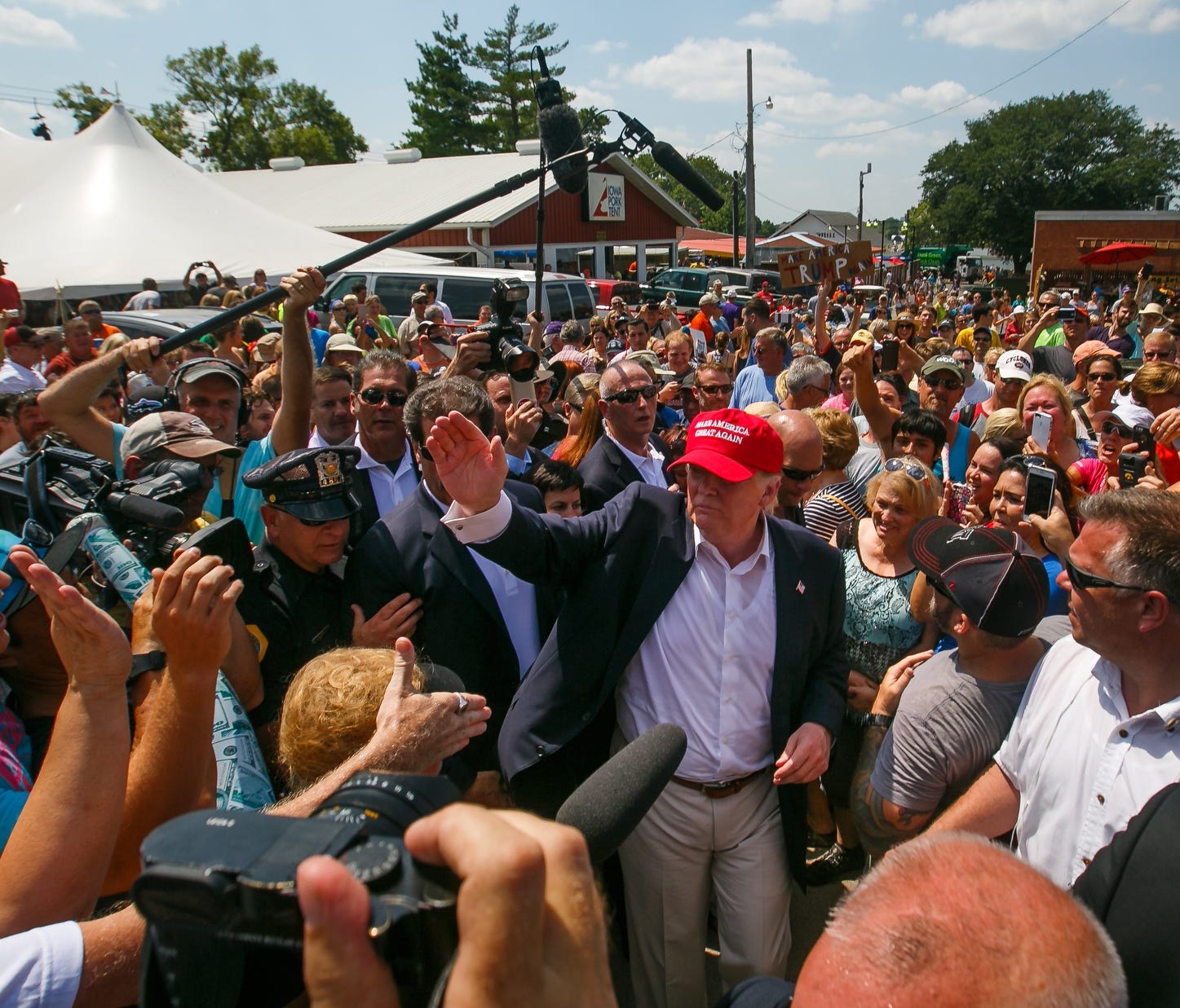 Republican presidential hopeful Donald Trump at the Iowa State Fair on Saturday, August 15, 2015.