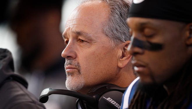 Indianapolis Colts head coach Chuck Pagano before the start of their game against the Houston Texans Sunday, Dec. 31, 2017. 