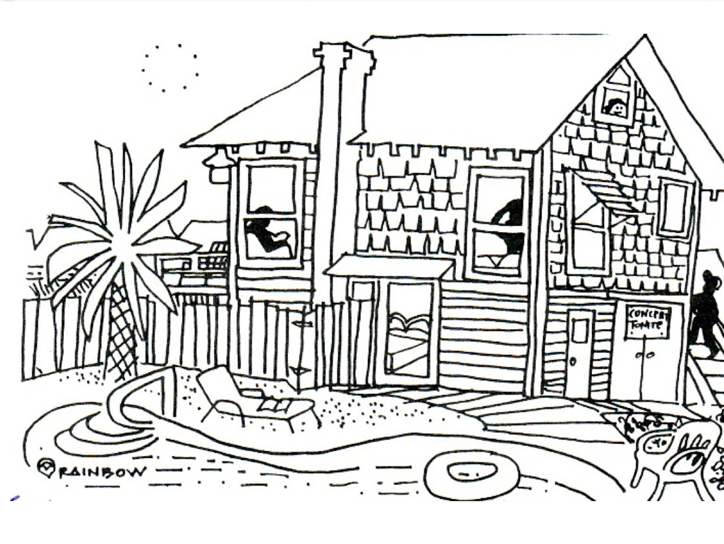 An artist's rendering of the central building and pool