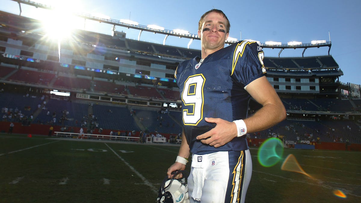Oct 2, 2005; Foxboro, MA, USA; San Diego Chargers quarterback Drew Brees leaves field after beating the New England Patriots at Gillette Stadium. Mandatory Credit: Photo By Stew Milne-USA TODAY Sports (c) Copyright 2005 Stew Milne