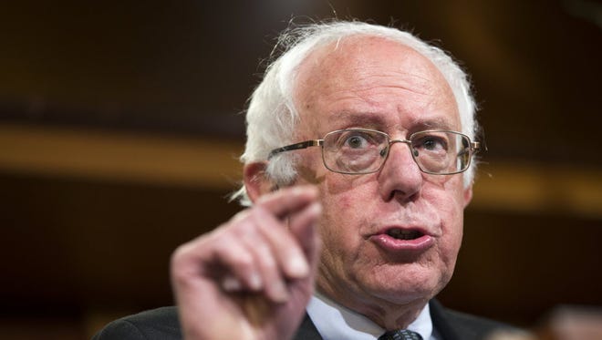 Democratic presidential candidate Sen. Bernie Sanders, I-Vt., speaks during a news conference on Capitol Hill on May 6, 2015.