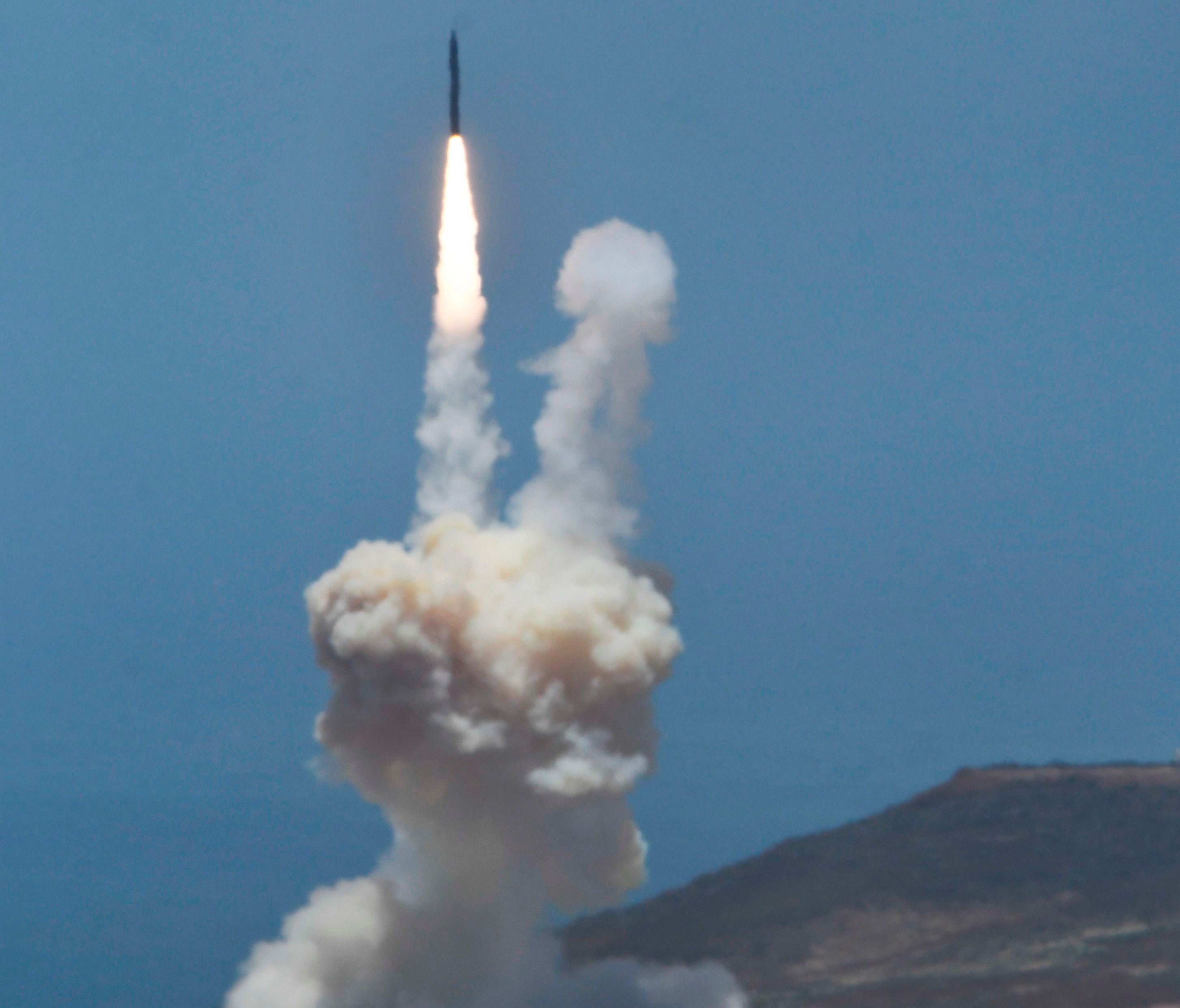 A ground based interceptor missle take off at Vandenberg Air Force base, California on May 30, 3017.