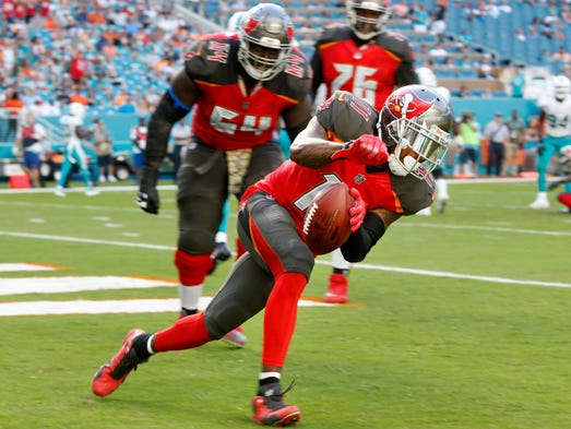 Tampa Bay Buccaneers wide receiver DeSean Jackson celebrates