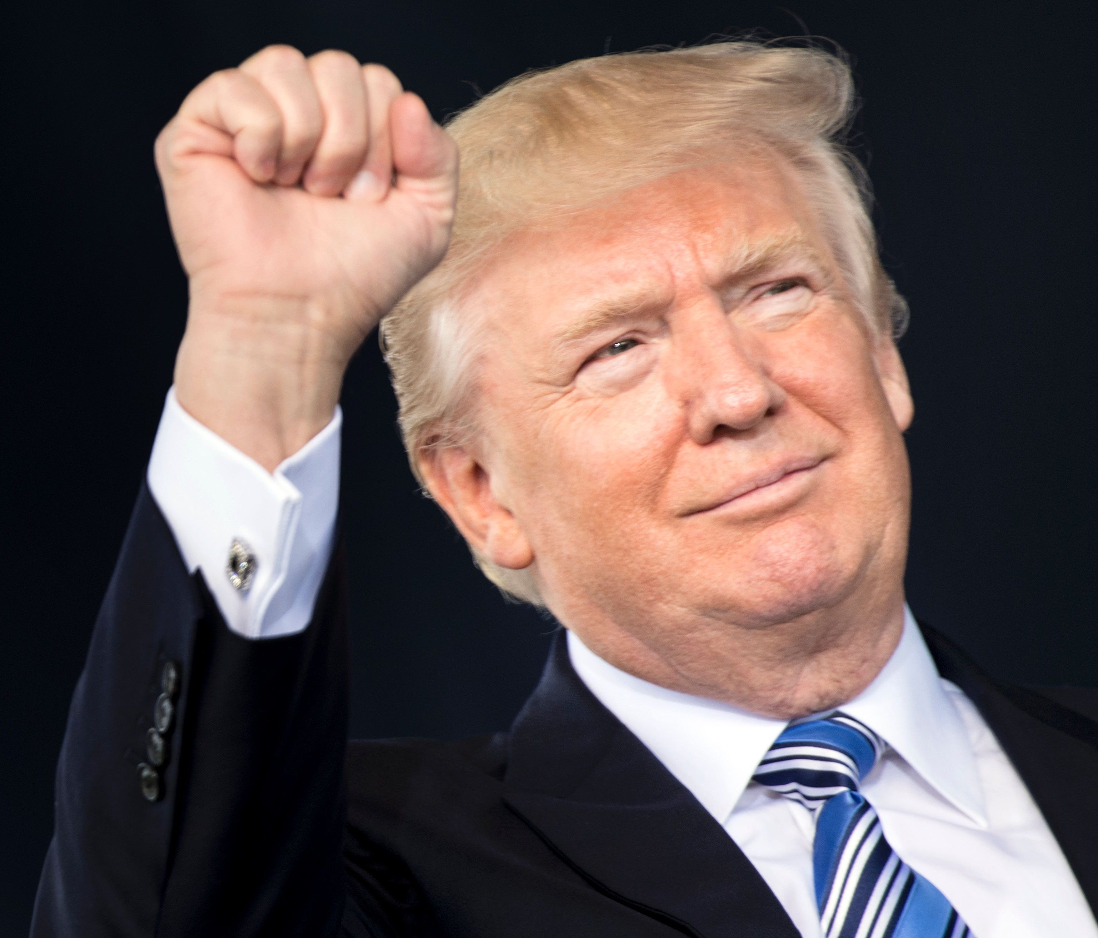 President Donald Trump arrives for Liberty University's commencement Saturday in Lynchburg, Virginia.