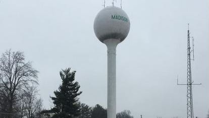 Work has started on repairing a broken line in this Madison Township water tower.