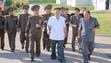 North Korean leader Kim Jong-Un  while inspecting the