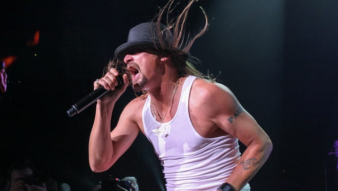 Kid Rock performs during the last of his ten sold-out shows at the DTE Energy Music Theatre on Saturday, August 22, 2015 in Clarkston.