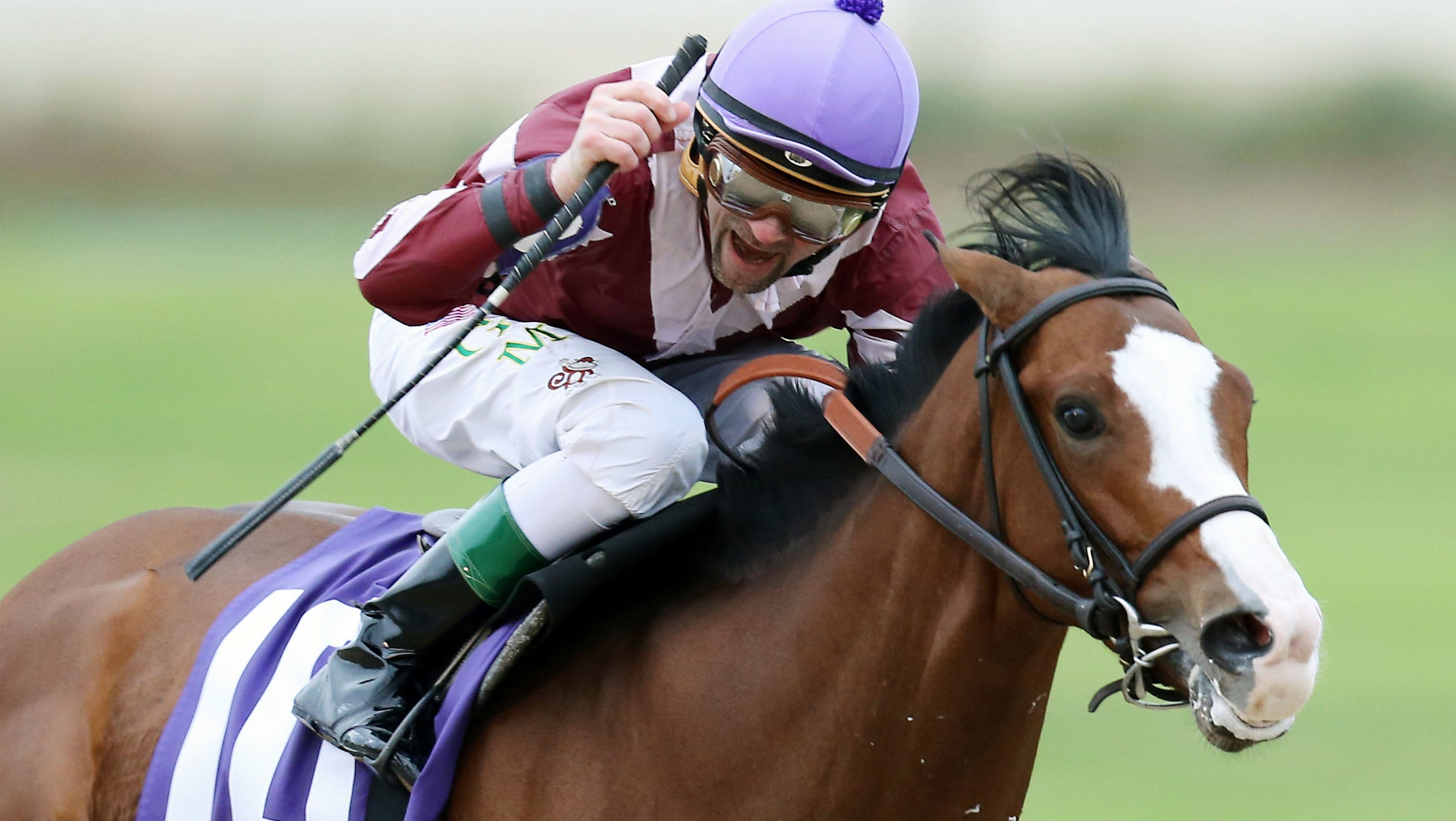 Rise Up, with Gerard Melancon aboard, wins the Delta Jackpot Saturday at Delta Downs, which had a purse of $1 million