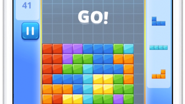 A screenshot of Tetris for Facebook Messenger.