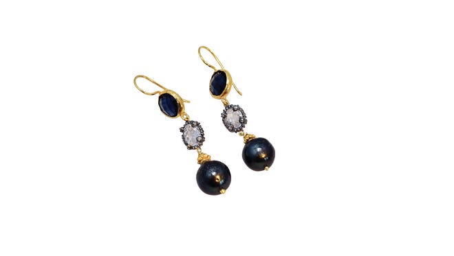 Black fresh water pearl earrings,  $289.