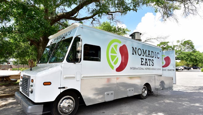 Nomadic Eats food truck is often found in the parking lot of Pensacola City Hall. 