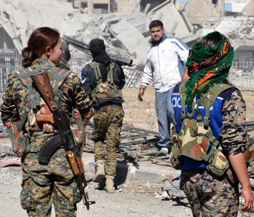 Syrian Democratic Forces in central Raqqa, Syria, on Oct. 18, 2017.