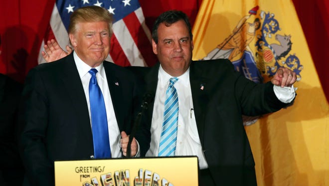 Republican presidential candidate Donald Trump, left, stands with New Jersey Gov. Chris Christie, right, at a campaign event in Lawrenceville, N.J., earlier this year. F