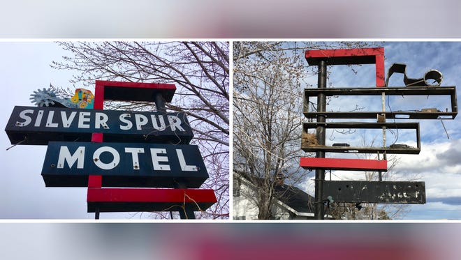 Left, a previous picture of the Silver Spur Motel sign by Will Durham. On the right, a picture of the sign Feb. 20 by Mike Higdon.