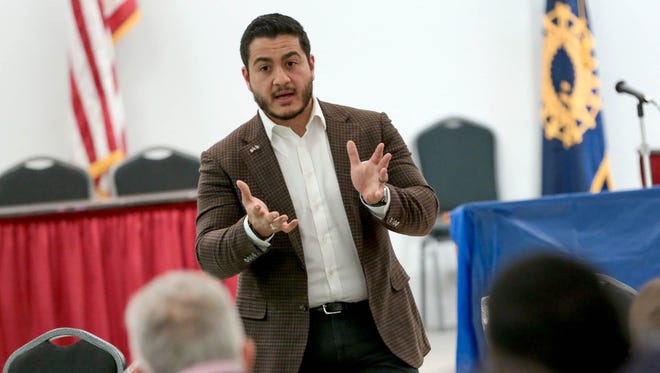 Michigan Democratic Gubernatorial candidate Abdul El-Sayed speaks to the Sterling Heights Democratic Club in Sterling Heights on Monday, March 26, 2018.