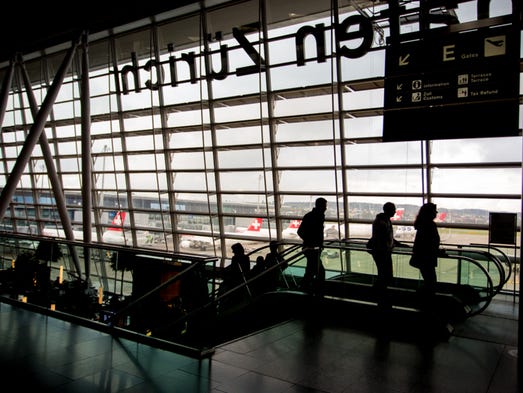 The central terminal at Zurich International Airport,