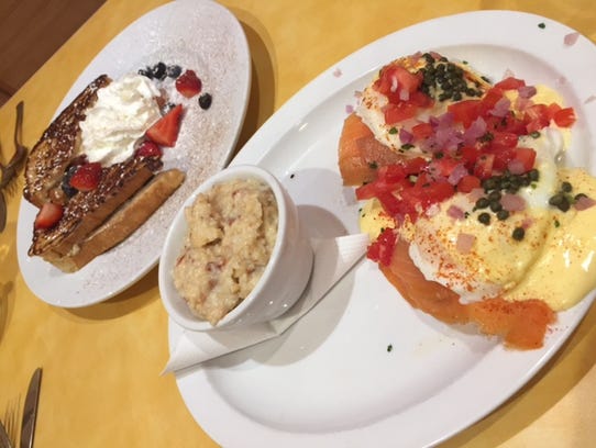 Wild Eggs' Lox and Bagel Bennie — smoked salmon, poached