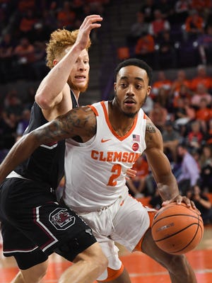 Clemson guard Marcquise Reed (2) during the first half at Littlejohn Coliseum in Clemson on Tuesday. 