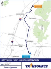A map showing the proposed route Transource plans to