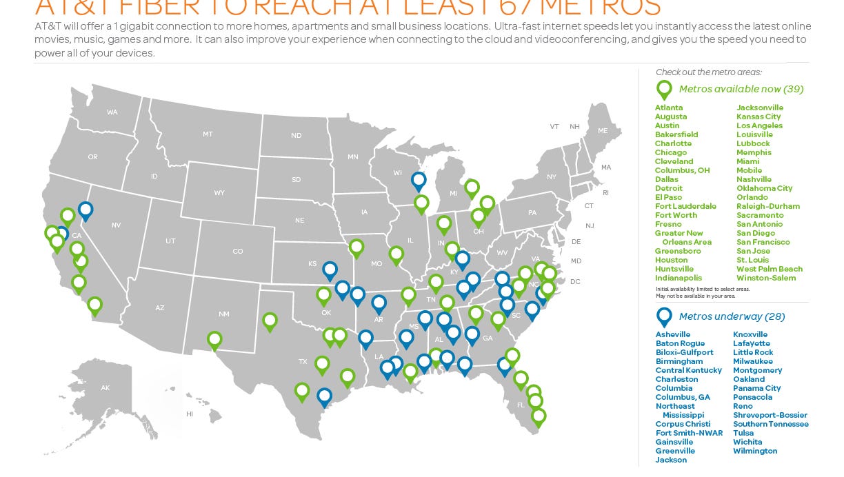 At T Gigabit Availability Map 1-Gig Speed Arrives From At&T