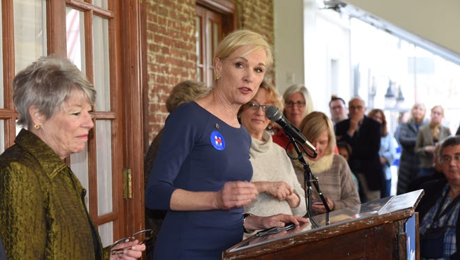 Planned Parenthood CEO Cecile Richards speaks to a crowd at The Tavern at Beekman Arms Tavern Inn in Rhinebeck Sunday.