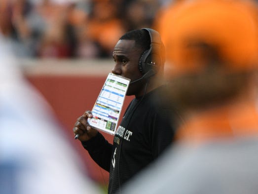 Vanderbilt Head Coach Derek Mason looks towards the