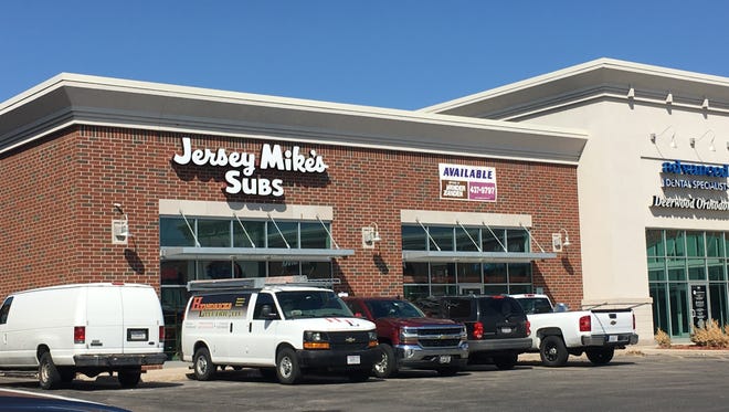Construction crews are parked outside the future home of Jersey Mike's Subs, 2476 S. Oneida St. The sub sandwich chain expects to open its first northeastern Wisconsin location in May 2018..
