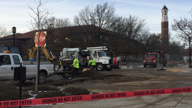 The Purdue University campus experienced a water main break on Tuesday, Dec. 20, 2016, that closed off areas of campus for the day.