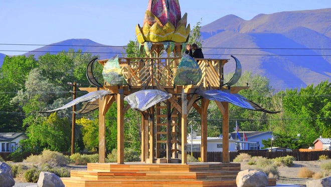 Bottlecap Gazebo is a Burning Man art piece currently installed in Fernley’s Main Street Park.