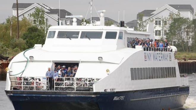 A NY Waterway ferry is seen just off the Belford dock in Middletown in this 2011 file photo.