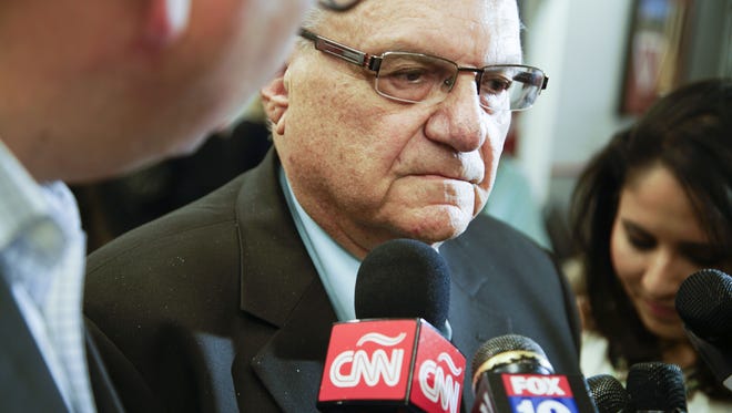 Nick Oza/The Republic
More than 50 percent of Maricopa County poll respondents said they had an unfavorable opinion of Maricopa County Sheriff Joe Arpaio, who is running against Democrat Paul Penzone.
Maricopa County Sheriff Joe Arpaio attends at GOP headquarters to watch elections returns with the Arizona Republican Party.