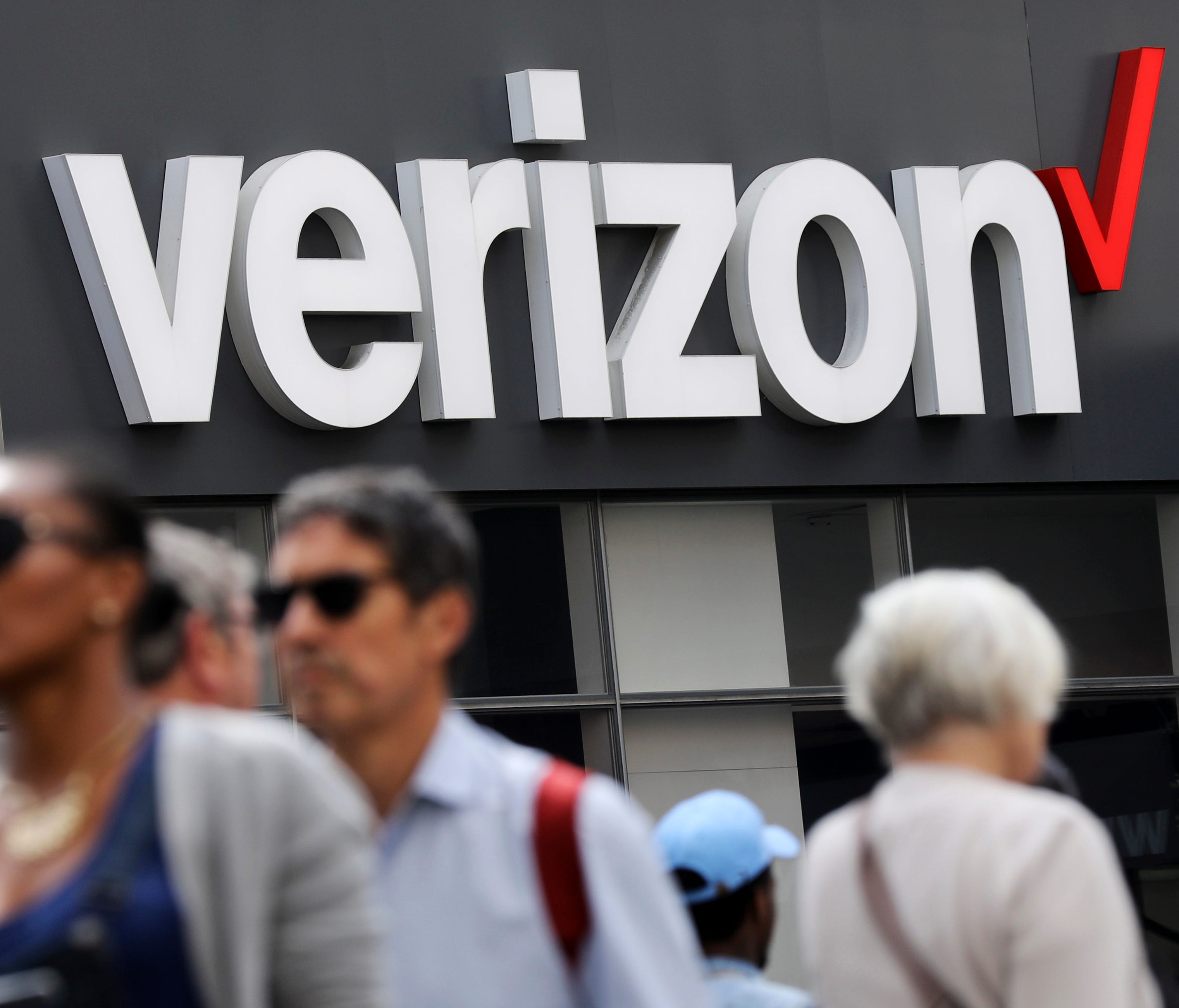 Outside a New York City Verizon store May 2, 2017. Verizon Communications is buying Straight Path Communications for about $3.1 billion, ending a bidding war with AT&T over the wireless licenses company, the companies said Thursday, May 11, 2017.