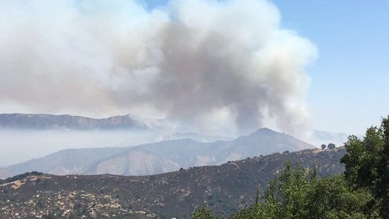 CONTRIBUTED PHOTO/LOS PADRES NATIONAL FOREST A wildfire burning in the backcountry of Santa Barbara County grew to more than 10,000 acres on Saturday.