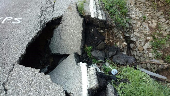 A portion of Bauer road collapsed due to heavy rain Thursday.