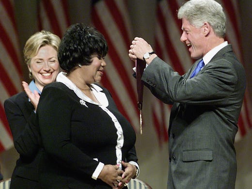 President Bill Clinton along with First Lady Hillary