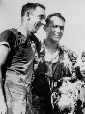 Herb Thomas, left, with his mechanic "Smokey" Yunick