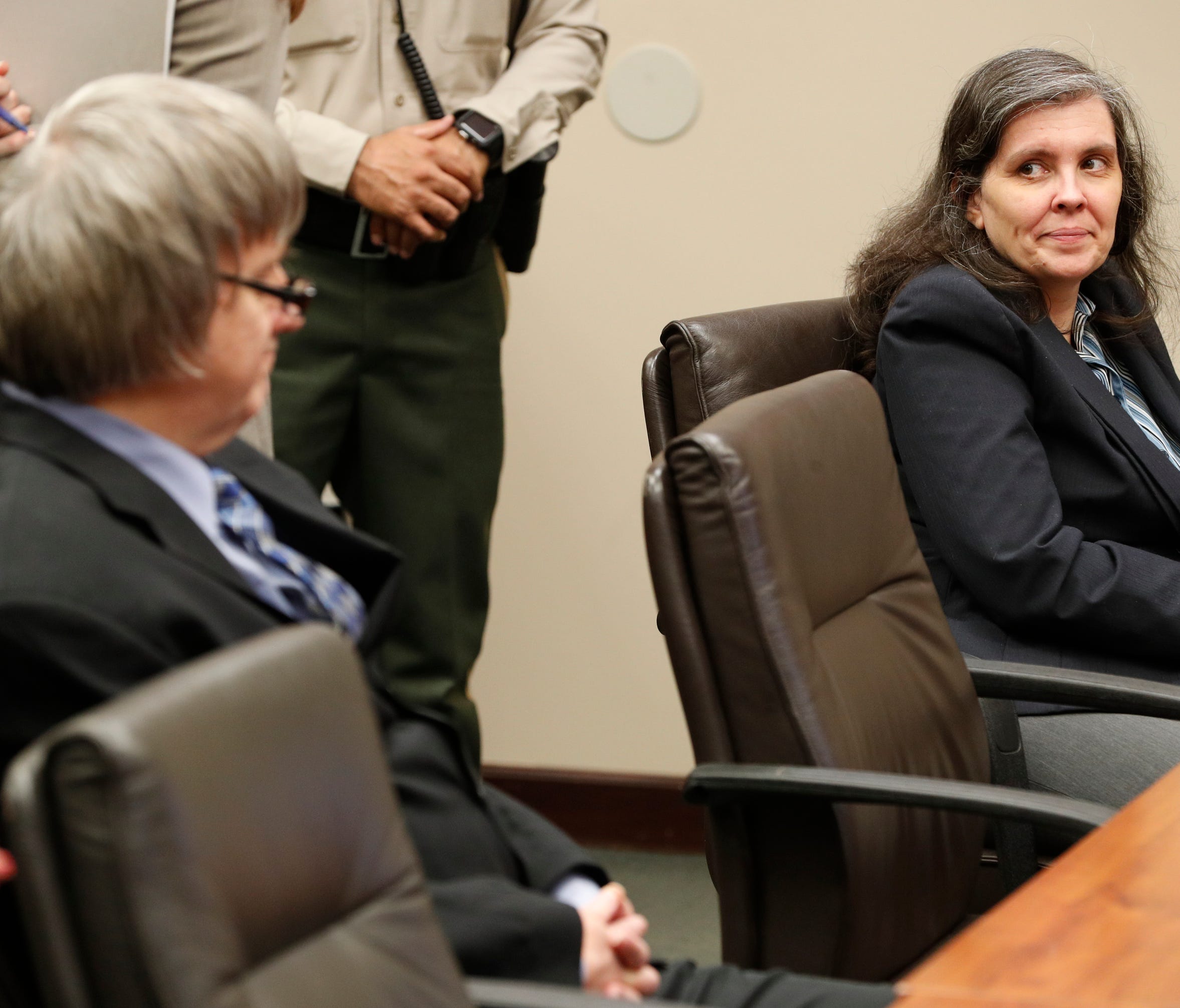 David and Louise Turpin appear in court for a conference about their case in Riverside, Calif., Friday, Feb. 23, 2018. They have pleaded not guilty to torture and other charges and each is held on $12 million bail. The couple was arrested last month 