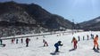 People ski at the Masik Pass Ski Resort in Wonsan,