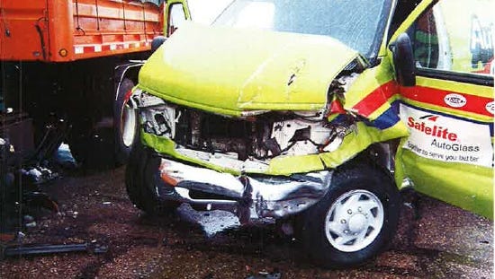 This is the vehicle driven by Larry Van Westen following a 2012 accident where an Iowa snowplow driver failed to yield. Iowa paid $450,000 to settle future claims resulting from the accident.
