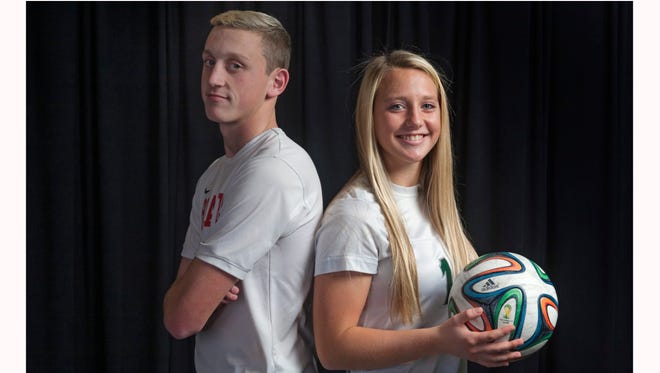 All-Shore Boys and Girls Soccer Players of theYear Ryan Hammer of Manalapan and Frankie Tagliaferri of Colts Neck.
