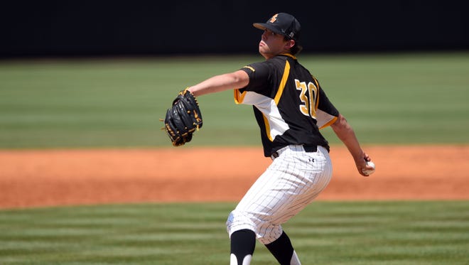 Southern Miss pitcher Hayden Roberts pitches during the Conference USA tournament championship game against Rice on Sunday at Pete Taylor Park.